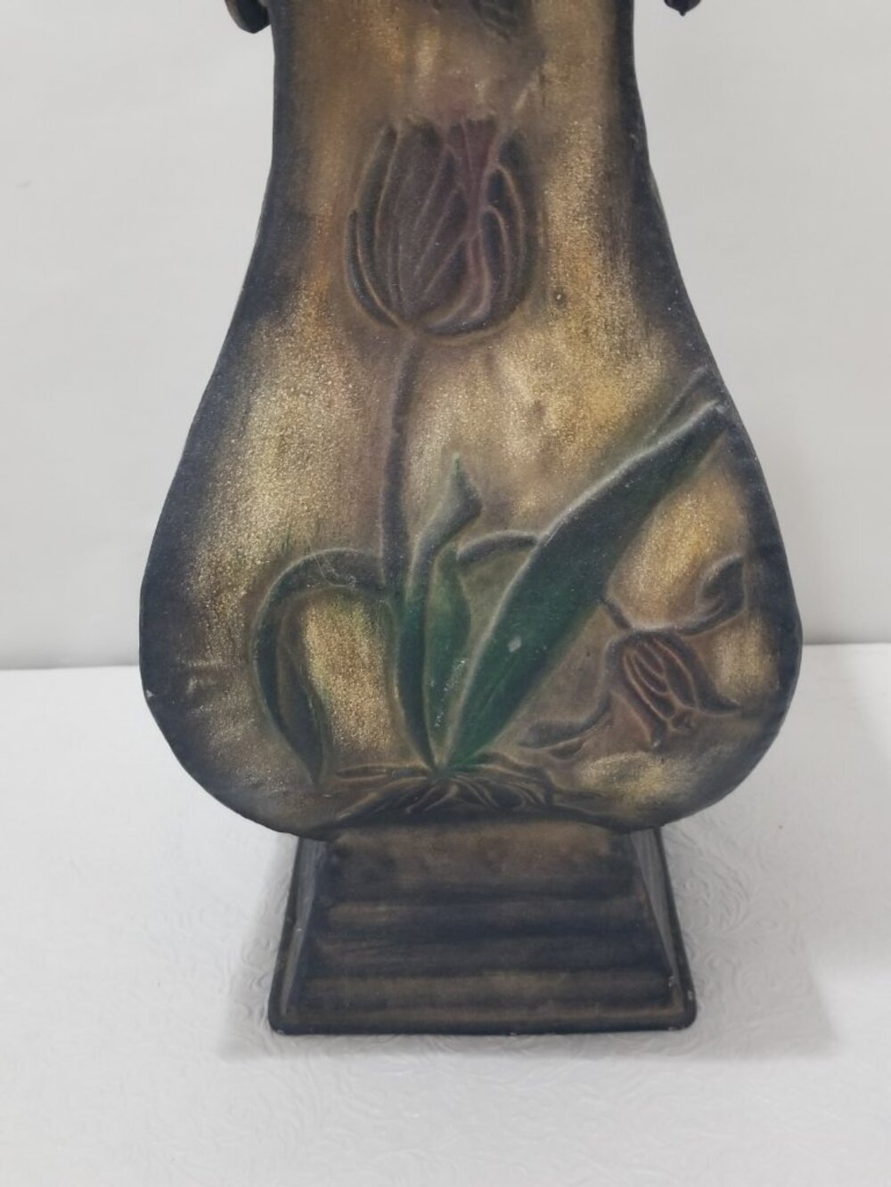 Metal Decorative Hammered Vase Bee Flower 16.5"x6.5" Gold Red Green Brown - Picture 7 of 16